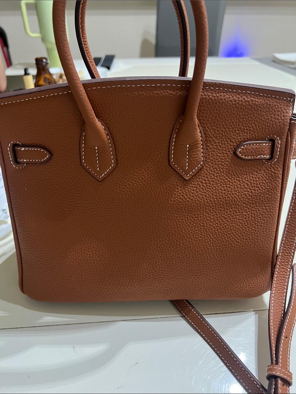 Brown Leather Top-Handle Women’s Bag with Strap - Picture 6 of 6